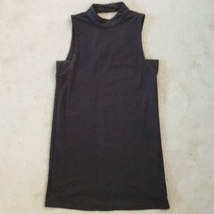 Peephole back mock-choker mini dress